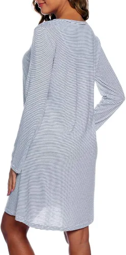 Miniatura 6 de ENJOYNIGHT - Camisón de manga larga de algodón para mujer, vestido para dormir con estampado de camisetas.