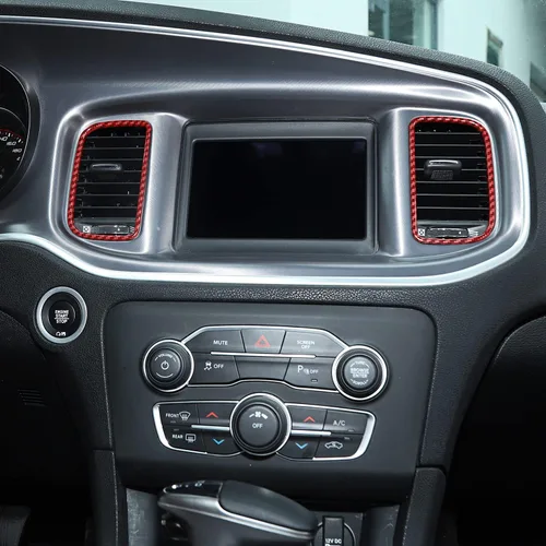 Miniatura 4 de Hoolcar Cubierta de Moldura de Ventilación del Panel de CA de Control Central del Aire Acondicionado para Dodge Charger 2011-2020, Fibra de Carbono