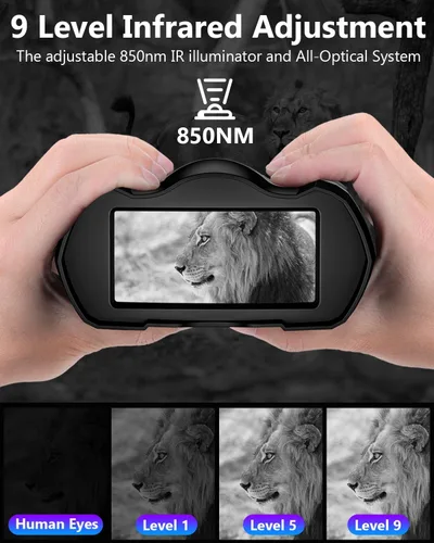 Miniatura 2 de WARMTUYO Gafas de visión nocturna, prismáticos de visión nocturna de 9 engranajes, prismáticos 4K con cámara, visión nocturna de batería de 4000