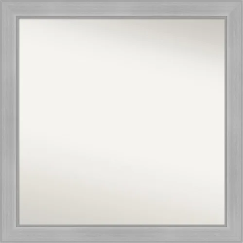 Miniatura 109 de Amanti Art Espejo de baño plateado para sobre fregadero, 25 x 25 pulgadas, espejo de tocador cuadrado estrecho de níquel cepillado, marco de madera