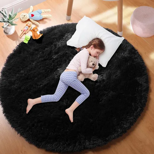 Miniatura 22 de PAGISOFE - Alfombras redondas de 5 pies, alfombras esponjosas amarillas para dormitorio de niñas, alfombra linda para habitación de niñas, alfombra