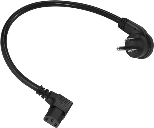 Cable de alimentación de 1 pie de 90 grados de reemplazo para computadora y monitor - Enchufe plano de bajo perfil NEMA 5-15P a C13 de ángulo recto,