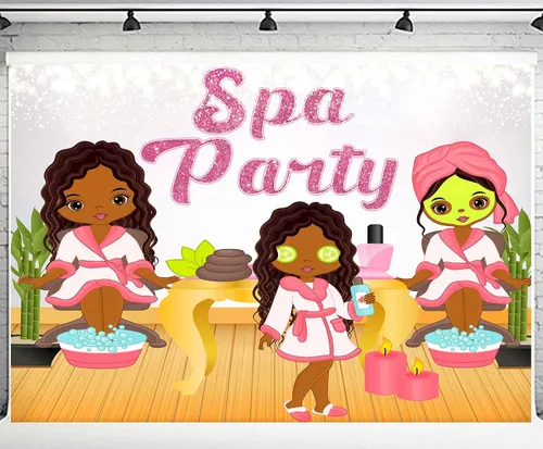 Miniatura 9 de Telones de fondo de fiesta de spa para niños para fotografía de cumpleaños 10 para niñas, fiesta de spa, día de spa, telón de fondo fotográfico