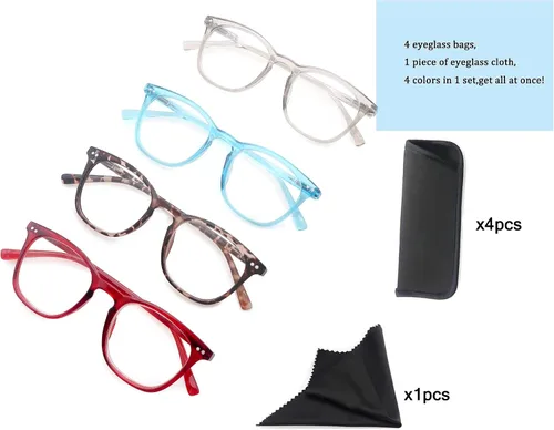 Miniatura 6 de Gafas de lectura negras para mujeres y hombres, elegantes, ligeras, con aumento +0.50, gafas de lectura con bisagras de resorte, paquete de 3