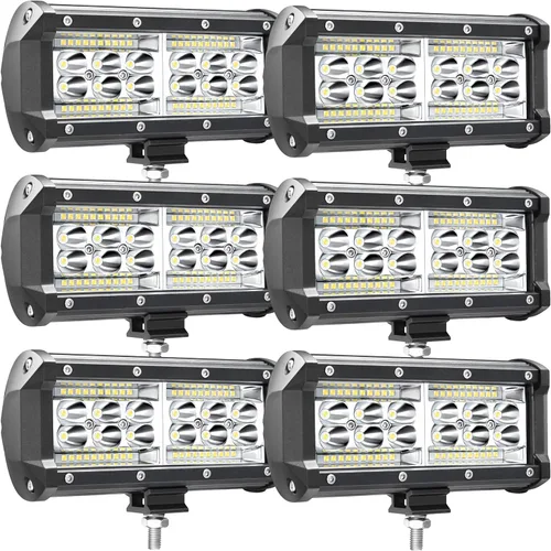 Barra de luz LED de 7 pulgadas, luces LED de 240 W y 24000 lm para tractores, luces LED de trabajo para camión, luces combinadas de inundación