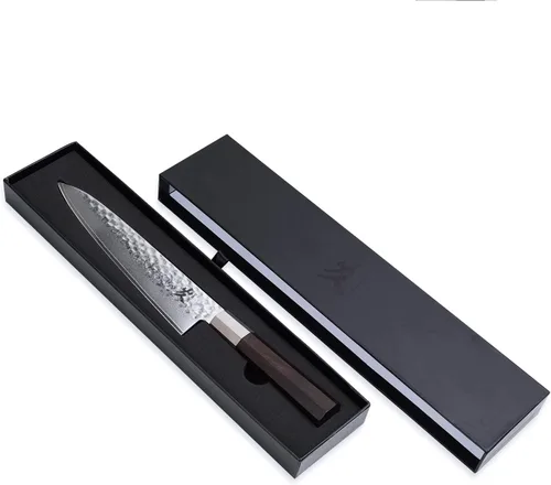 Miniatura 8 de SAMCOOK - Cuchillo de chef japonés – Cuchillo de cocina profesional de 8 pulgadas con acabado martillado de Damasco, cuchillo de cocina de acero