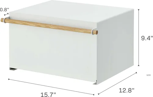 Miniatura 8 de YAMAZAKI Caja de Pan Moderna para el Hogar – Contenedor de Almacenamiento de Pan de Acero + Madera para Encimera, Caja de Pan Grande Blanca