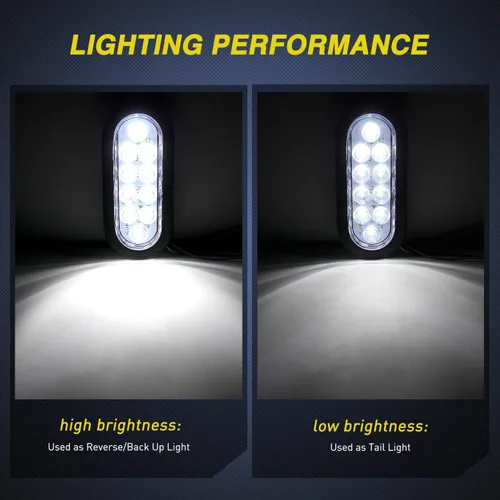 Miniatura 6 de Nilight - TL-09 - Luces traseras LED ovaladas de 6 pulgadas, color blanco, 2 unidades, 10 LED con ojales de montaje empotrado, enchufes IP67 Luces