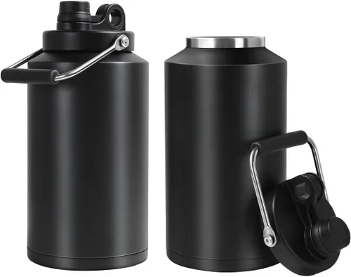 Miniatura 12 de Jarra de Agua de Galón, Botella de Agua Aislada, Jarra de 1 Galón con Asa, Botella de Agua Grande de Acero Inoxidable de 128 oz de Boca Ancha