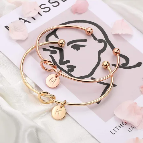 Miniatura 5 de Ursteel - Pulsera de diseño de nudo y abalorio de inical para dama de honor o para regalar