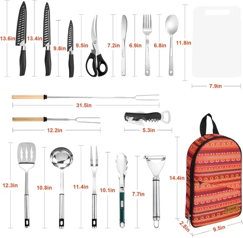 Miniatura 2 de Bolsa de almacenamiento de utensilios de cocina para campamento, juego de utensilios de cocina de campamento, bolsa de almacenamiento portátil Kit