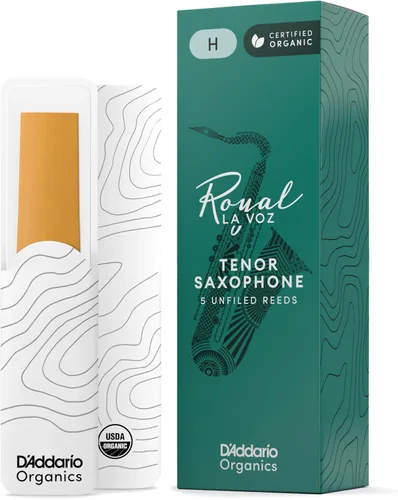 Miniatura 12 de D'Addario Royal Cañas de saxofón tenor orgánico La Voz, tamaño mediano de fuerza, paquete de 10