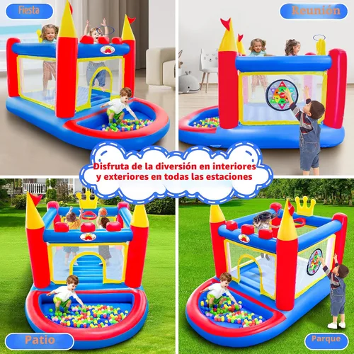 Miniatura 2 de WELLFUNTIME Casa inflable de rebote con soplador, gorila de PVC para niños de 3 a 8 años, casa de juegos inflable para interiores y exteriores