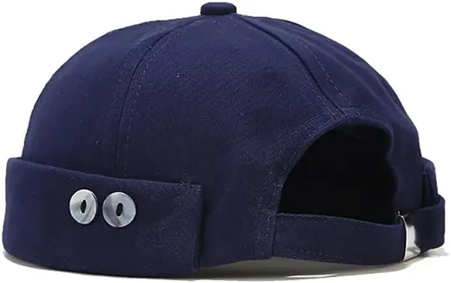 Miniatura 7 de Sombrero unisex de algodón elegante sin ala con hebilla ajustable Sailor Hip-Hop sin ala Skullcaps