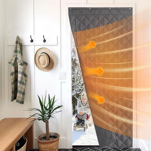 Miniatura 14 de NICETOWN Cortina de puerta con aislamiento térmico, opaca, ahorro de energía, con 3 formas de colgar, material grueso, fácil de instalar, mantiene