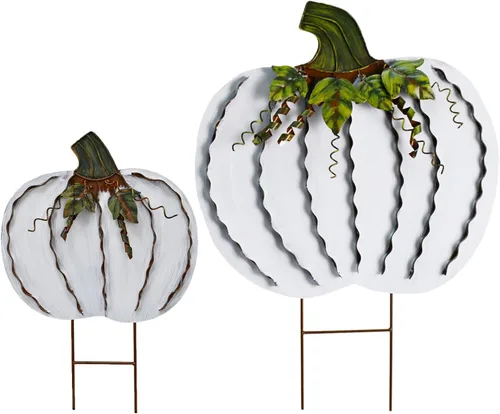 Miniatura 8 de Letreros de metal con estacas de calabaza, decoración de otoño, decoración decorativa de jardín, césped, calabazas, decoración de otoño al aire