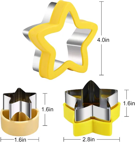 Miniatura 7 de Cortadores de galletas de estrella de acero inoxidable, tamaño pequeño a grande, juego de formas de estrellas y verduras de cinco puntas para niños