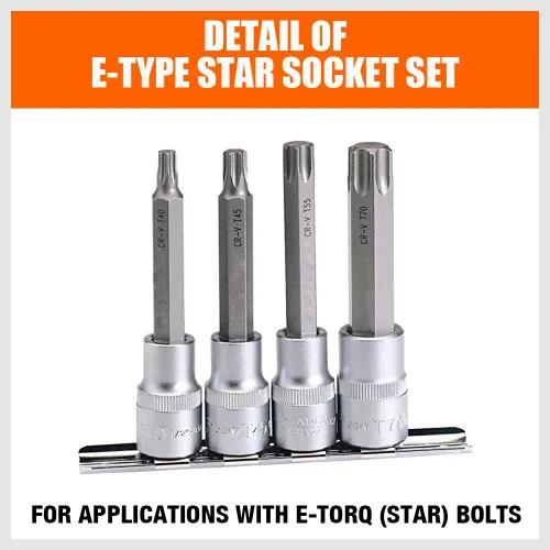 Miniatura 7 de HORUSDY Juego de zócalo de 11 piezas E Torx hembra externo Star Socket Set E4 - E20 Juego de zócalos de par