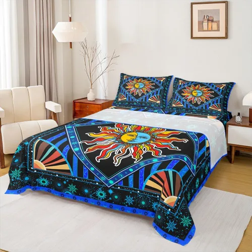 Miniatura 29 de Erosebridal Southwestern - Juego de sábanas y fundas de almohada, juego de sábanas azteca bohemio, diseño hippie de cachemira, tamaño individual