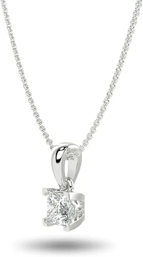 Miniatura 4 de IGI - Collar con colgante de solitario cuadrado de diamante cultivado en laboratorio de 14 a 3 quilates para mujer, collar de oro de 14 quilates