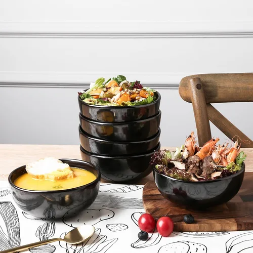 Miniatura 2 de vicrays Juego de cuencos de cerámica para cereales, juego de cuencos de ensalada de sopa de porcelana de 26 onzas, juego de cuencos de arroz