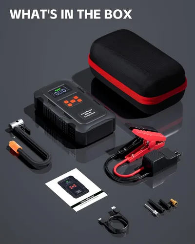 Miniatura 8 de Arrancador de 5000 A con compresor de aire, arrancador portátil de batería de coche con inflador de neumáticos de 150 PSI para motores de gasolina