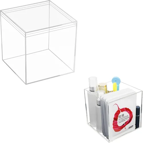 Miniatura 18 de KissYou Pequeña caja de acrílico con tapa, cubo cuadrado transparente, contenedores de almacenamiento de joyas para dulces, graduación, boda, fiesta
