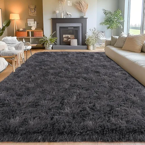 Miniatura 146 de Alfombras de área de 8x10 para sala de estar, alfombra shaggy grande ultra suave y esponjosa para dormitorio, alfombras de felpa mullida Blanco crema