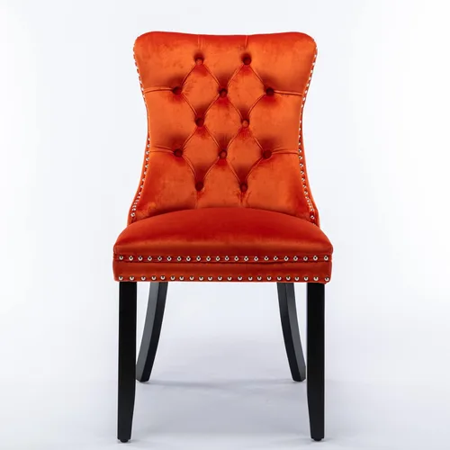 Miniatura 3 de Merax Juego de 2 sillas de comedor de terciopelo, sillas de comedor tapizadas de alta gama con patas de madera, adornos de cabeza de clavo