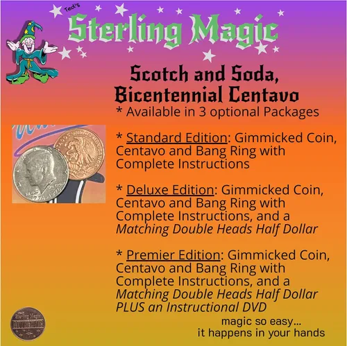 Miniatura 4 de Ted's Sterling Magic Scotch and Soda Bicentennial Centavo Genuine US Half Dollar Coin Trick, la versión patriótica (edición Deluxe)
