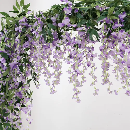 Miniatura 2 de Veryhome - Guirnalda de flores artificiales de glicinia, 3 piezas de 7.2 pies/pieza, vid de glicinia artificial colgante, guirnalda de follaje