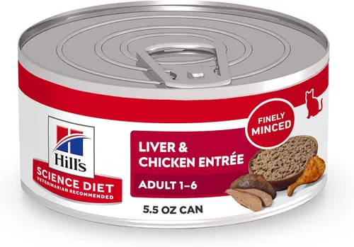 Miniatura 11 de Hill's Science Diet Adulto 1-6, Nutrición Premium para Adultos 1-6, Alimento Húmedo para Gatos, Pollo Picado, Lata de 5 oz, Caja de 24