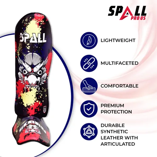 Miniatura 5 de Spall Pro US Muay Thai Guards - Espinilleras para kickboxing, artes marciales, boxeo BJJ con protector de pies MMA, color azul aterrador