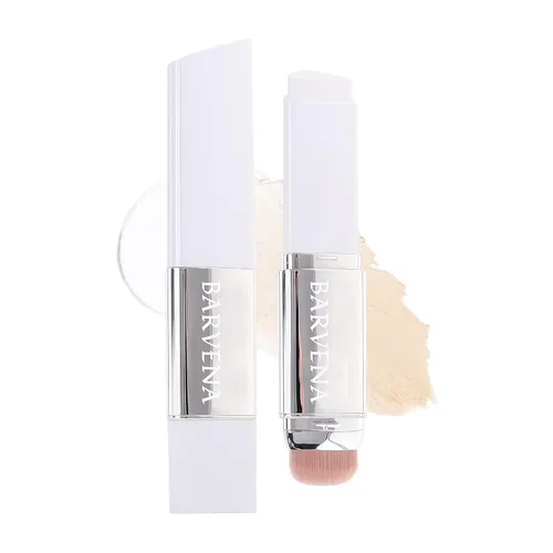 Base en barra que cambia de color con brocha, 1 onza líquida, maquillaje autoajustable de cobertura completa para piel madura, viajes y retoques