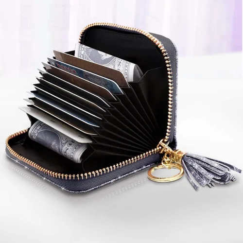 Miniatura 2 de Coco Rossi Billetera pequeña para tarjetas de crédito RFID con purpurina linda para mujer