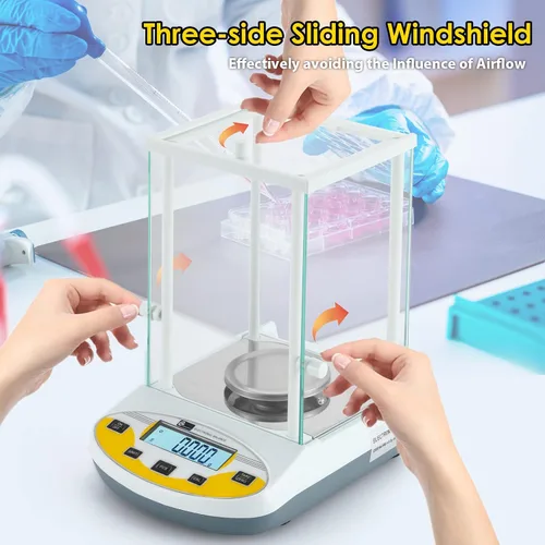 Miniatura 4 de CGOLDENWALL Balanza analítica de 0.00 oz, báscula de laboratorio electrónica de 1 mg báscula analítica de precisión báscula de joyería, báscula