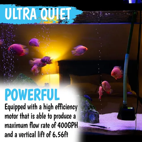 Miniatura 2 de Bomba sumergible de 400 GPH de 25 W, bomba de agua ultra silenciosa para fuente, 1500 l/h, elevación de 6.56 pies de altura, 3 boquillas - Bomba