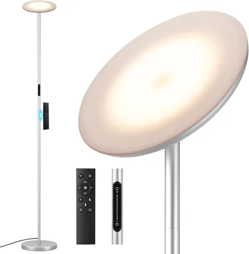 Miniatura 11 de Lámpara de pie LED moderna - Control remoto y táctil, lámpara de pie tipo antorcha de 40 W/2400 lm, completamente regulable, 3 temperaturas