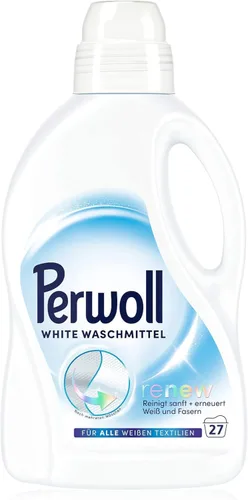 Perwoll Renovar blanco (25 lavados), detergente líquido para ropa blanca, detergente fino fortalece las fibras y mejora la intensidad del color