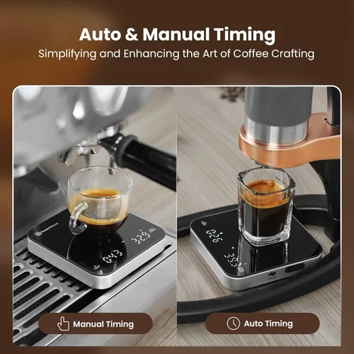Miniatura 5 de Maestri House Mini Báscula de Café Kit de Barista con Peso de Calibración de 100g y Estuche de Transporte, Báscula de Espresso Recargable con Caja
