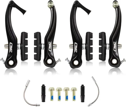 Miniatura 14 de CNC Set de Frenos V-Brake, Frenos V-Brake de Palanca Lineal para Bicicleta para Rueda Delantera/Trasera, Brazo Largo 110mm, Negro