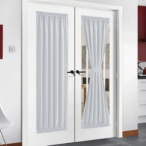 Miniatura 369 de NICETOWN Cortinas opacas unicolor con aislamiento térmico para puerta francesa, granja, oscurecimiento de habitación, puertas y ventanas de Marrón