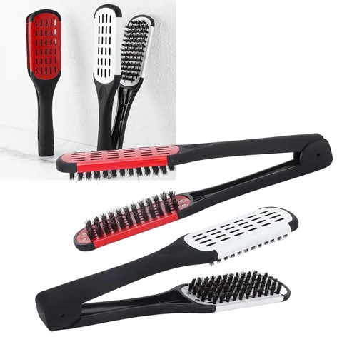 Miniatura 7 de Cepillo alisador de pelo, cepillo de doble cara para alisar la barba, cepillo profesional para barba, herramienta de peinado para alisar y estilos