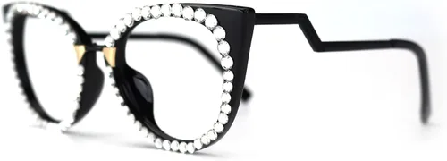 Miniatura 2 de Gafas de lectura de ojo de gato, diamantes de imitación brillantes con marco de diamantes de imitación, lentes anti lector de luz azul