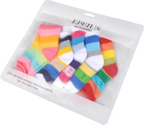Miniatura 47 de EPEIUS Paquete de 5 calcetines sin costuras con rayas arcoíris para niños y niñas