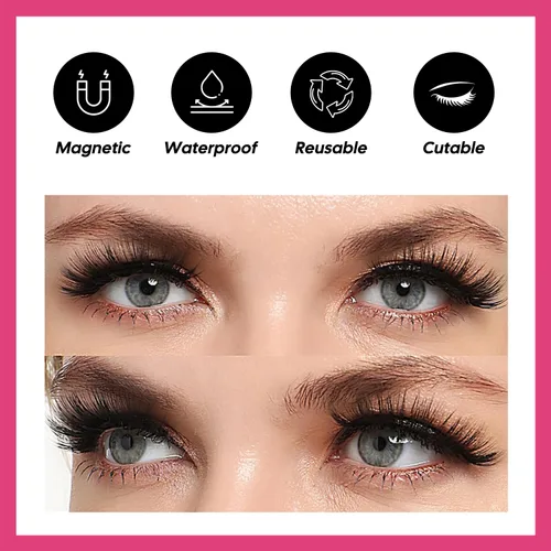 Miniatura 7 de SHEKA Pestañas magnéticas de aspecto natural con delineador de ojos, pestañas magnéticas finas, no necesita pegamento con aplicador, pestañas