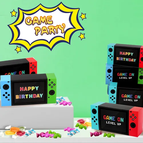 Miniatura 6 de Cajas de regalo para fiestas de videojuegos, 12 unidades, cajas de regalo con temática de juego para niños, suministros de fiesta de cumpleaños
