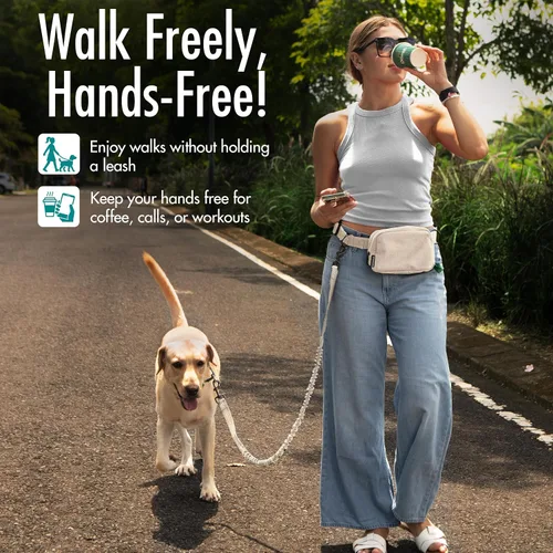 Miniatura 7 de Correa de perro manos libres con bolsa de golosinas para perros, correa de cintura elegante y moderna para pasear al perro, para llevar alrededor