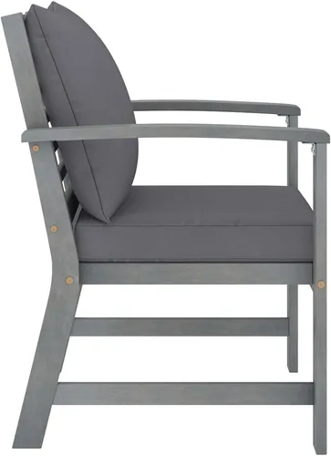 Miniatura 9 de Ensemble Salon de Jardin 4 Pièces en Acacia Massif Gris Patiné, Table et Banc con 2 Fauteuils, Confortable et Résistant aux Intempéries Pour