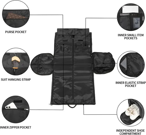 Miniatura 3 de seyfocnia Bolsas de ropa con ruedas, bolsa de ropa con ruedas, bolsa de ropa de viaje con compartimento para zapatos, bolsa de lona con ruedas